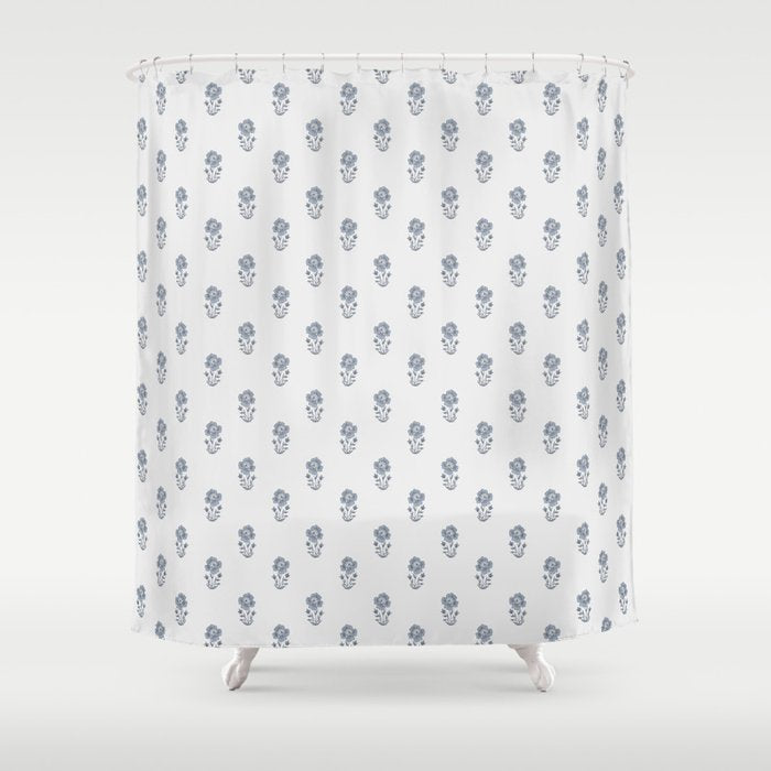 Hydrangea Block Print Shower Curtain Gallery Image 1