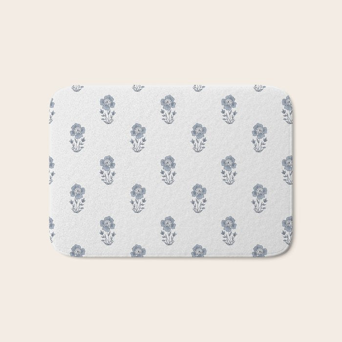 Hydrangea Block Print Bath Mat Gallery Image 1