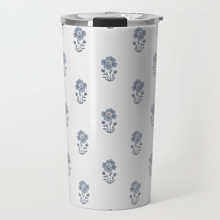 Hydrangea Block Print Travel Mug Gallery Image 1