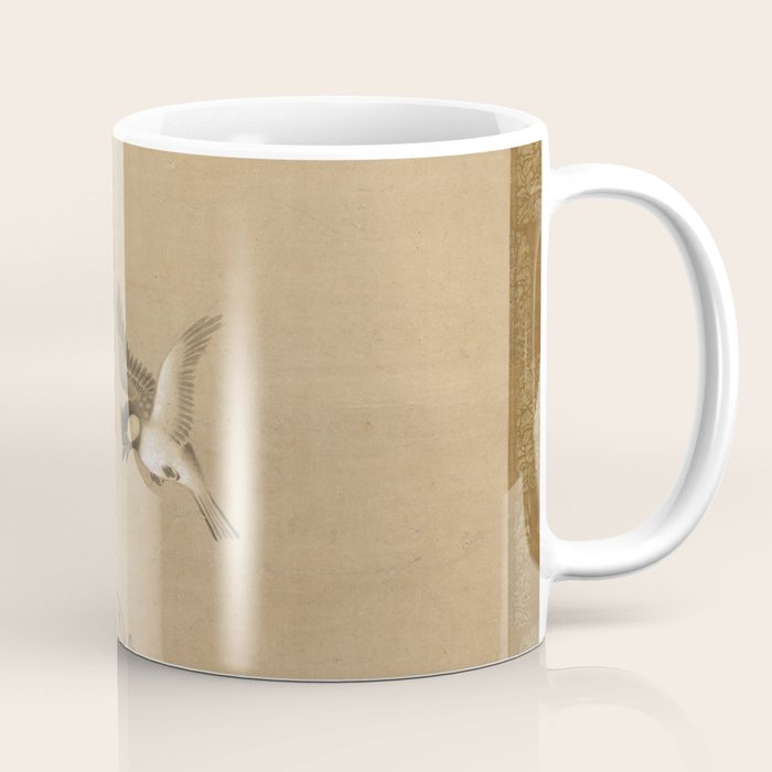 16th Century Japanese Bird and Peony Edo Era Painting Coffee Mug Gallery Image 1
