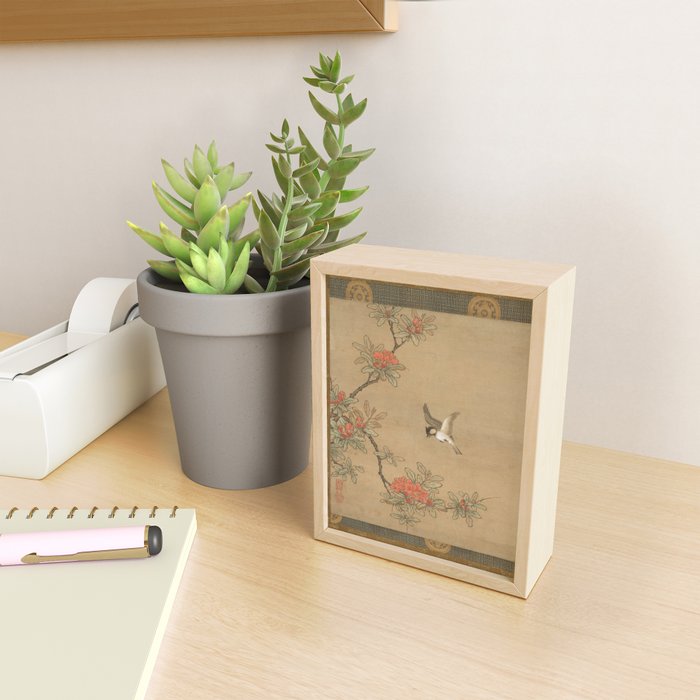 16th Century Japanese Bird and Peony Edo Era Painting Mini Art Print Gallery Image 2
