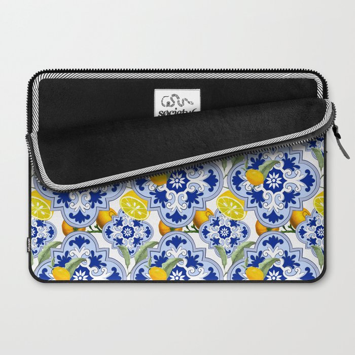 Summer citrus ,floral Mediterranean style ,lemon fruit pattern  Laptop Sleeve Gallery Image 2