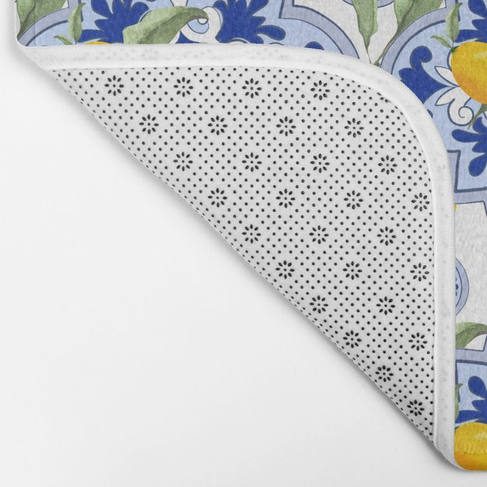 Summer citrus ,floral Mediterranean style ,lemon fruit pattern  Bath Mat Gallery Image 2