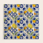 Summer citrus ,floral Mediterranean style ,lemon fruit pattern  Wood Wall Art Gallery Image 1