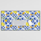 Summer citrus ,floral Mediterranean style ,lemon fruit pattern  Desk Mat Gallery Image 1