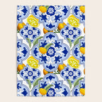Summer citrus ,floral Mediterranean style ,lemon fruit pattern  Poster Gallery Image 4
