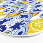 Summer citrus ,floral Mediterranean style ,lemon fruit pattern  Bath Mat Gallery Image 3
