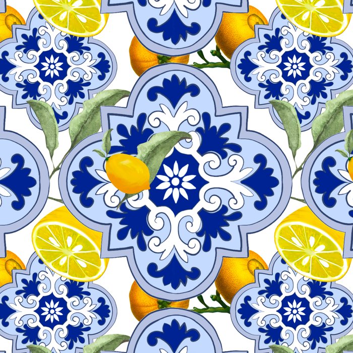 Summer citrus ,floral Mediterranean style ,lemon fruit pattern  Coffee Mug Gallery Image 2