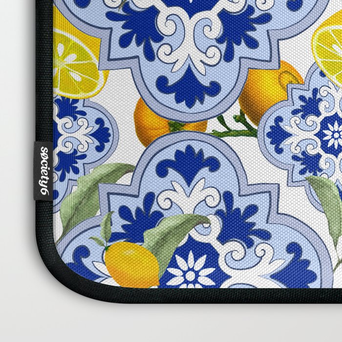 Summer citrus ,floral Mediterranean style ,lemon fruit pattern  Laptop Sleeve Gallery Image 3