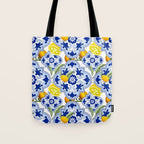 Summer citrus ,floral Mediterranean style ,lemon fruit pattern  Tote Bag Gallery Image 1