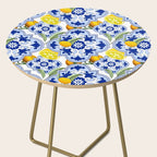 Summer citrus ,floral Mediterranean style ,lemon fruit pattern  Side Table Gallery Image 2