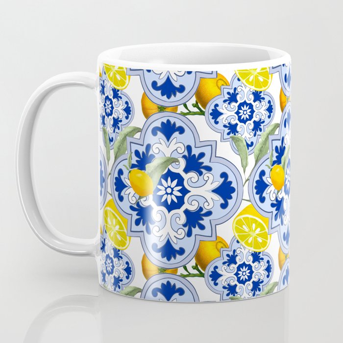 Summer citrus ,floral Mediterranean style ,lemon fruit pattern  Coffee Mug Gallery Image 3