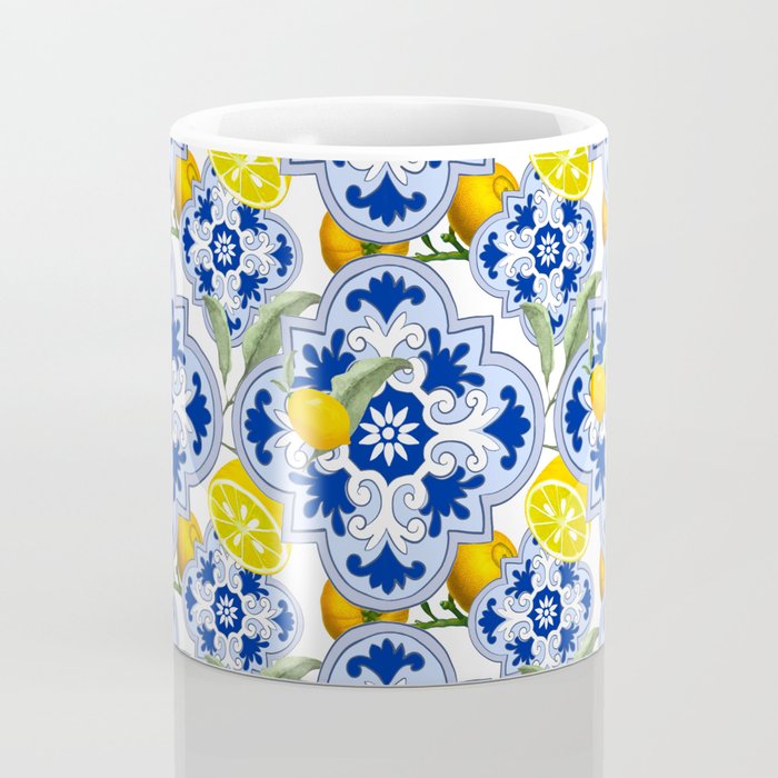 Summer citrus ,floral Mediterranean style ,lemon fruit pattern  Coffee Mug Gallery Image 4