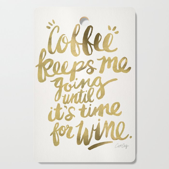 Coffee & Wine - Gold Cutting Board Gallery Image 1