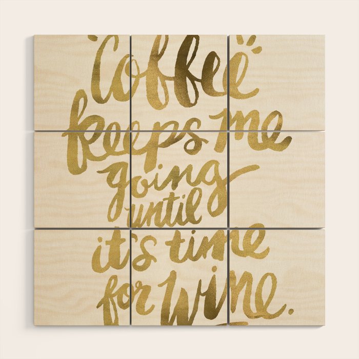 Coffee & Wine - Gold Wood Wall Art Gallery Image 1