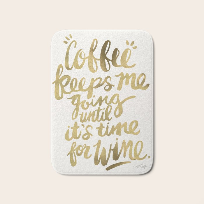 Coffee & Wine - Gold Bath Mat Gallery Image 1