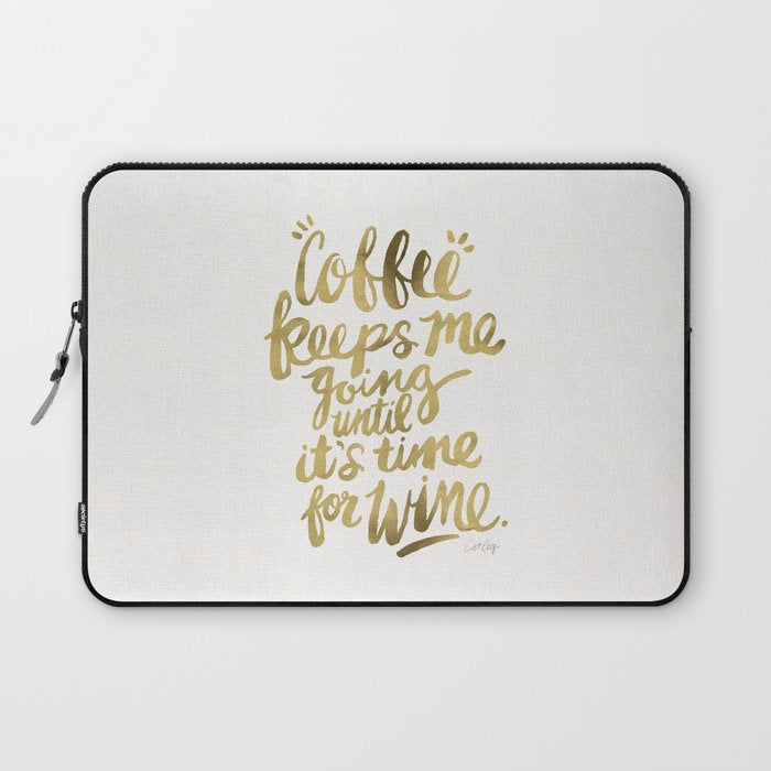 Coffee & Wine - Gold Laptop Sleeve Gallery Image 1