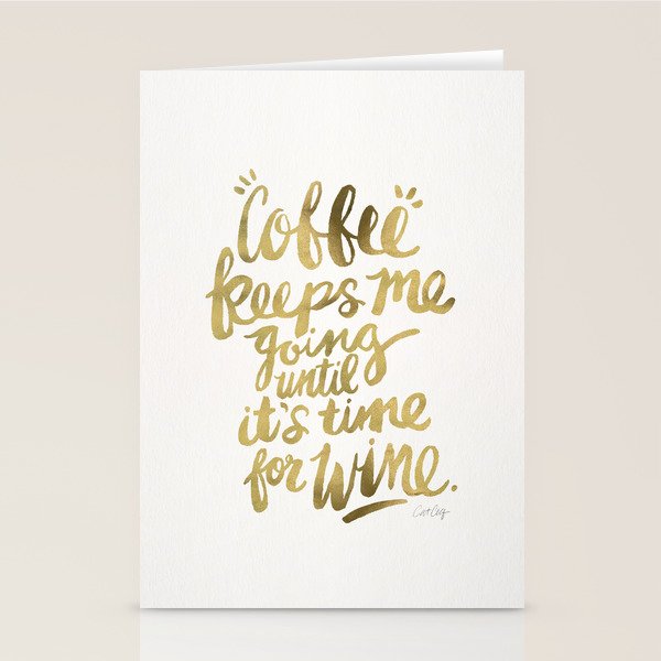 Coffee & Wine - Gold Stationery Card Gallery Image 2