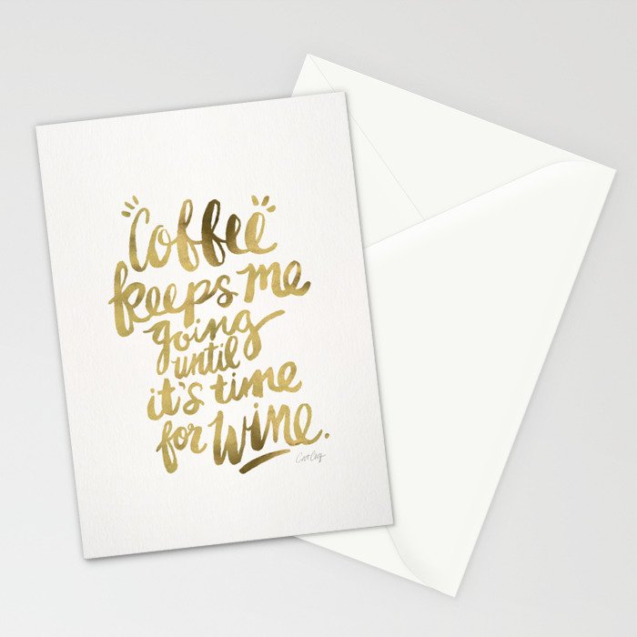Coffee & Wine - Gold Stationery Card Gallery Image 2