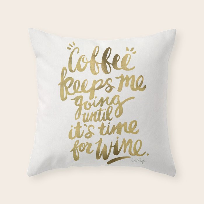 Coffee & Wine - Gold Throw Pillow Gallery Image 6