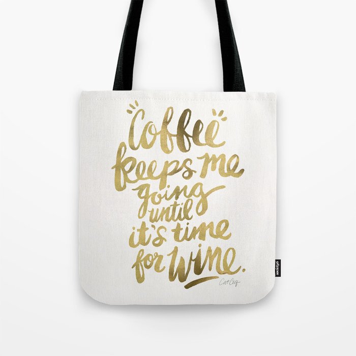 Coffee & Wine - Gold Tote Bag Gallery Image 1