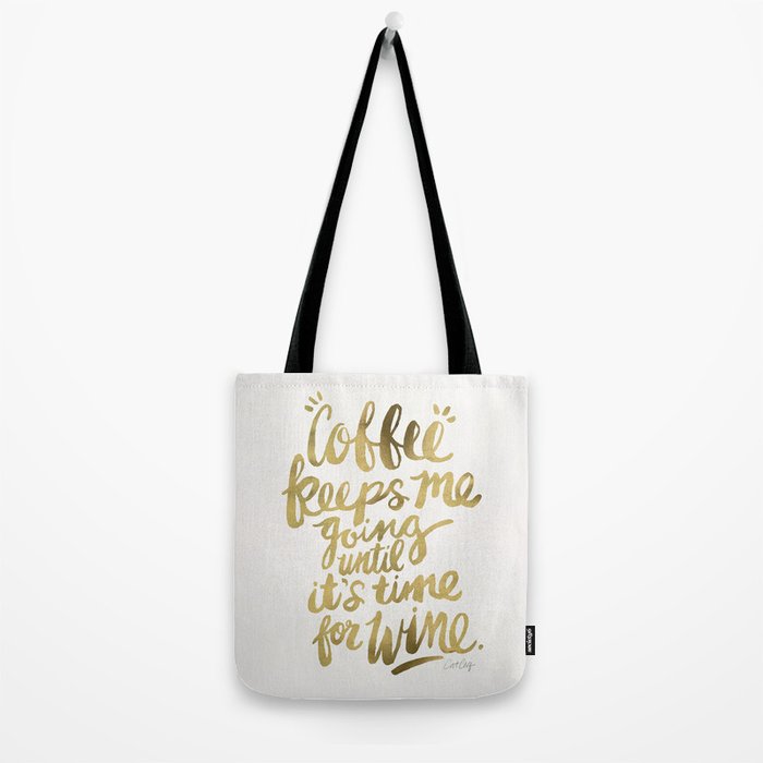 Coffee & Wine - Gold Tote Bag Gallery Image 2