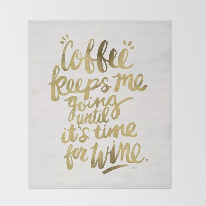 Coffee & Wine - Gold Throw Blanket Gallery Image 2