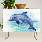 Dolphin Watercolor Sea Creature Animal Credenza Gallery Image 1