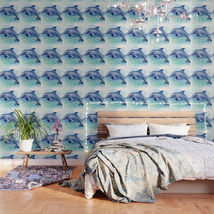 Dolphin Watercolor Sea Creature Animal Wallpaper Gallery Image 1