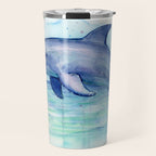 Dolphin Watercolor Sea Creature Animal Travel Mug Gallery Image 1