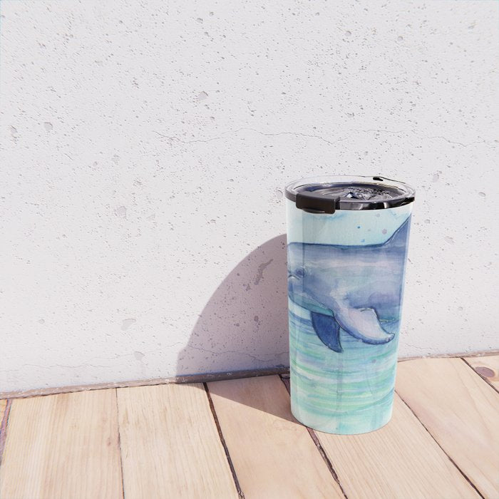 Dolphin Watercolor Sea Creature Animal Travel Mug Gallery Image 4