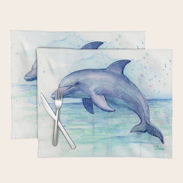 Dolphin Watercolor Sea Creature Animal Placemat Gallery Image 1