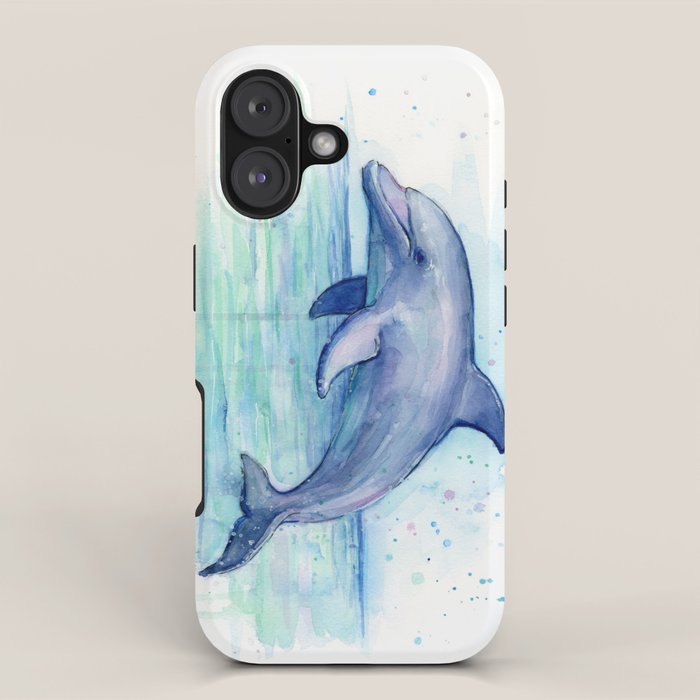 Dolphin Watercolor Sea Creature Animal iPhone Case Gallery Image 1
