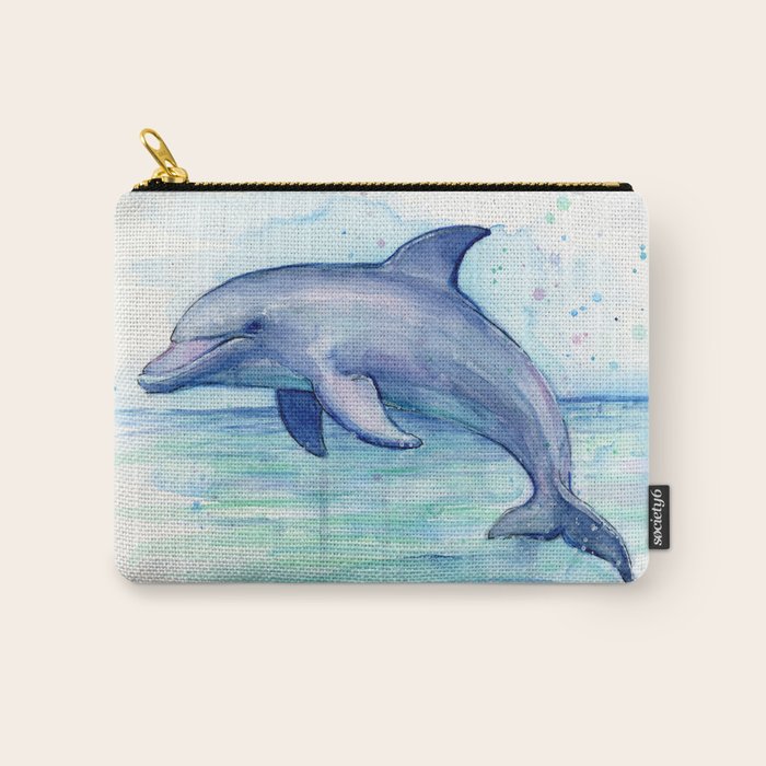 Dolphin Watercolor Sea Creature Animal Carry All Pouch Gallery Image 1