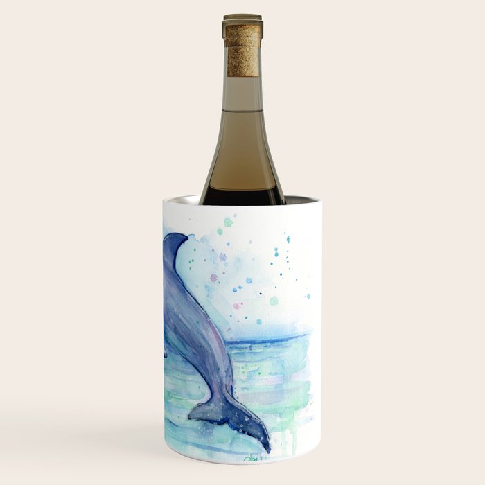 Dolphin Watercolor Sea Creature Animal Wine Chiller Gallery Image 3