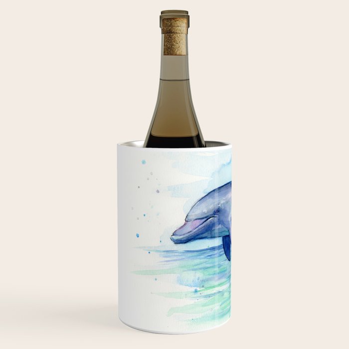 Dolphin Watercolor Sea Creature Animal Wine Chiller Gallery Image 2