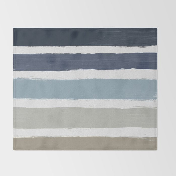 Blue & Taupe Stripes Throw Blanket Gallery Image 2