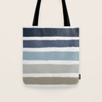 Blue & Taupe Stripes Tote Bag Gallery Image 1