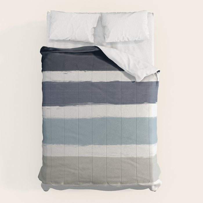 Blue & Taupe Stripes Comforter Gallery Image 1