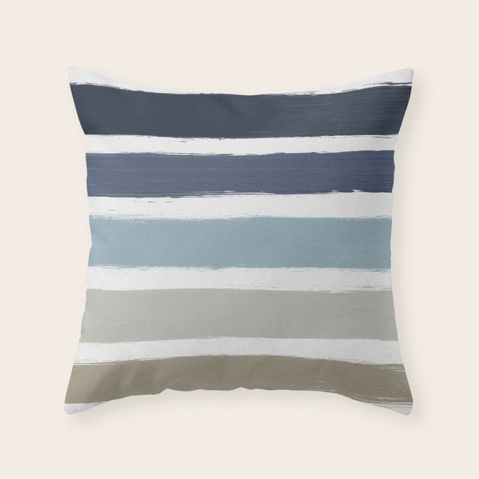 Blue & Taupe Stripes Throw Pillow Gallery Image 6