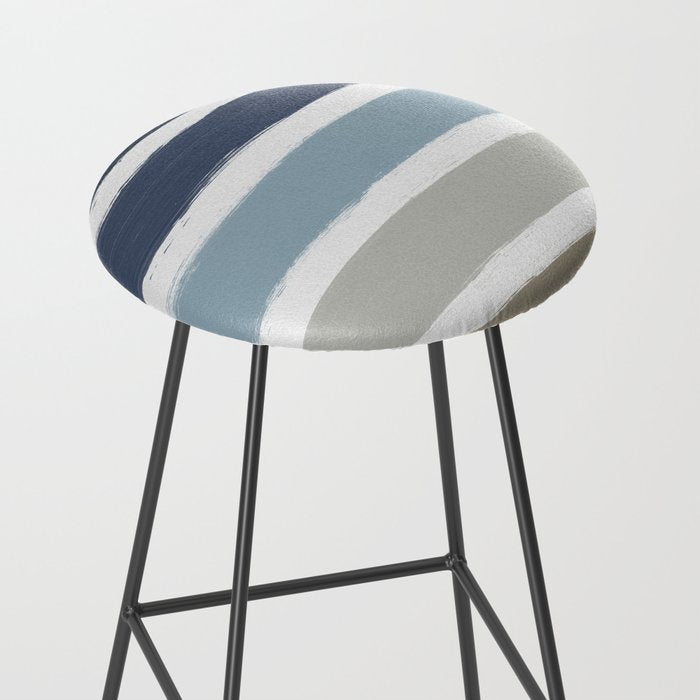 Blue & Taupe Stripes Stool Gallery Image 2