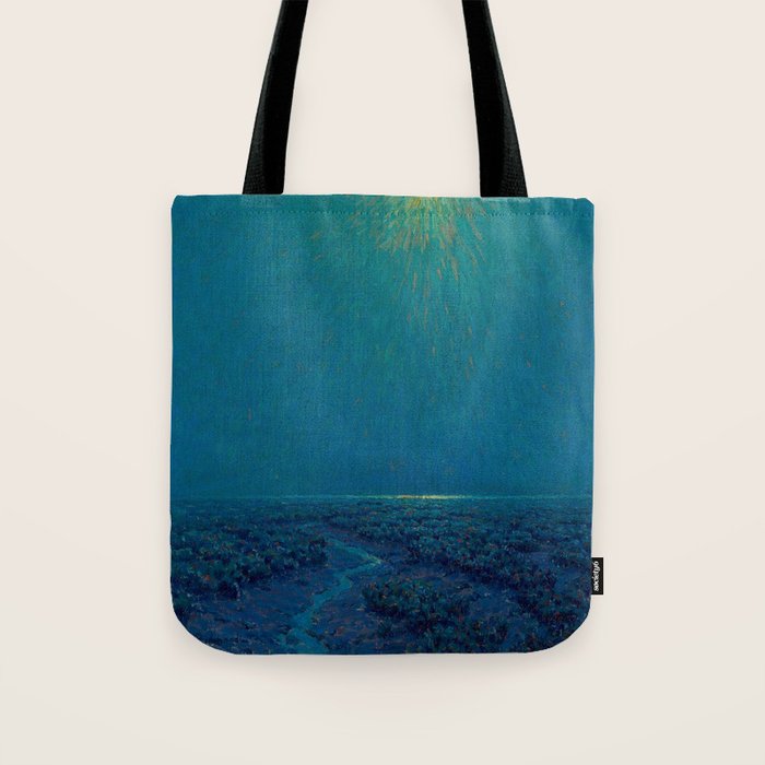 Granville Redmond-Moonlight on the Marsh Oil Painting Tote Bag Gallery Image 1