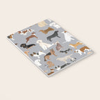 Mixed Dog lots of dogs dog lovers rescue dog art print pattern grey poodle shepherd akita corgi Notebook Gallery Image 3