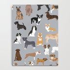 Mixed Dog lots of dogs dog lovers rescue dog art print pattern grey poodle shepherd akita corgi Notebook Gallery Image 4