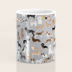 Mixed Dog lots of dogs dog lovers rescue dog art print pattern grey poodle shepherd akita corgi Coffee Mug Gallery Image 4
