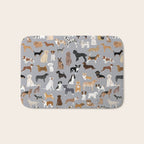 Mixed Dog lots of dogs dog lovers rescue dog art print pattern grey poodle shepherd akita corgi Bath Mat Gallery Image 1