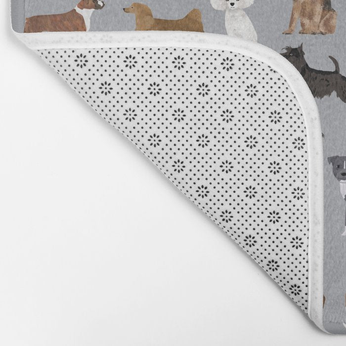 Mixed Dog lots of dogs dog lovers rescue dog art print pattern grey poodle shepherd akita corgi Bath Mat Gallery Image 2