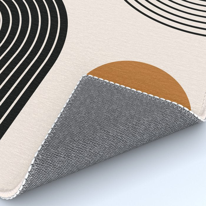Nesting Rainbow Lines Geometric Pattern Race Track Lines Orange Circles Mid Century Modern Cool Magical Mystical Abstract Art Bohemian Boho Style Trendy Rug Gallery Image 4