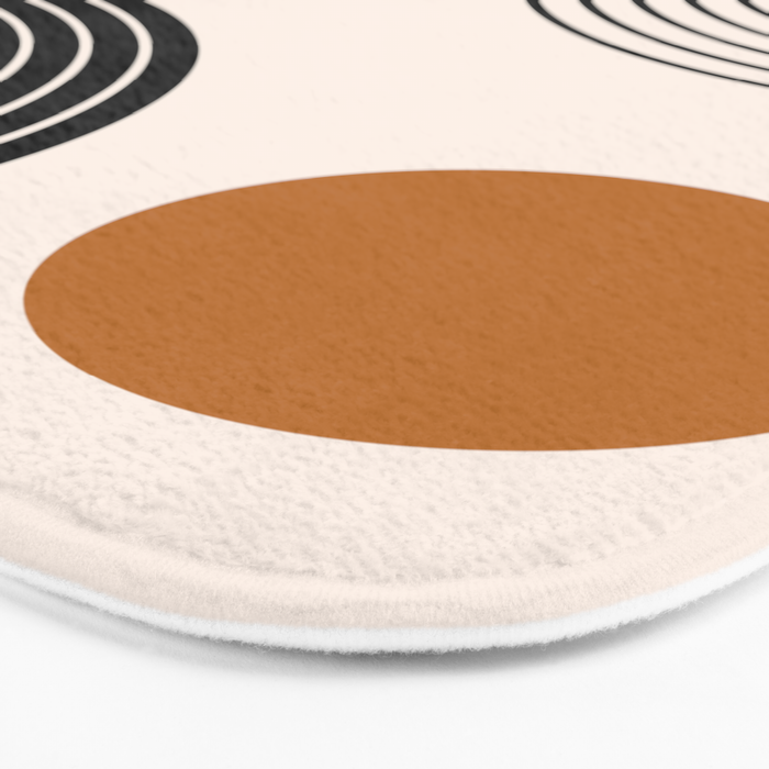 Nesting Rainbow Lines Geometric Pattern Race Track Lines Orange Circles Mid Century Modern Cool Magical Mystical Abstract Art Bohemian Boho Style Trendy Bath Mat Gallery Image 3