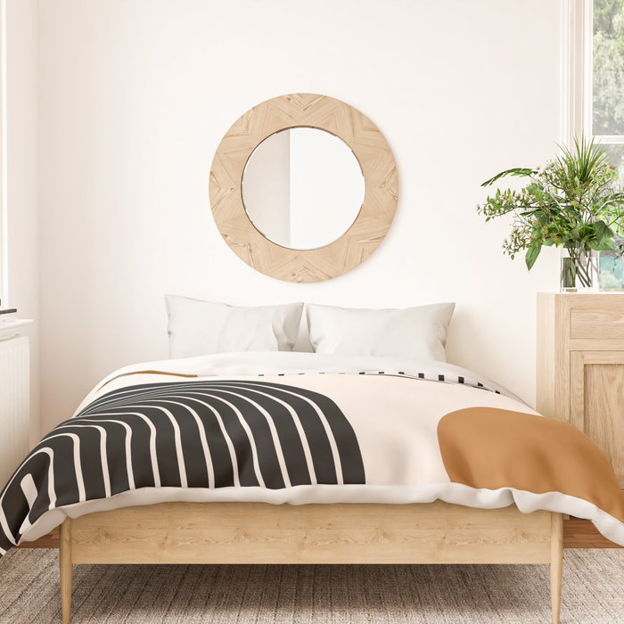 Nesting Rainbow Lines Geometric Pattern Race Track Lines Orange Circles Mid Century Modern Cool Magical Mystical Abstract Art Bohemian Boho Style Trendy Duvet Cover Gallery Image 3
